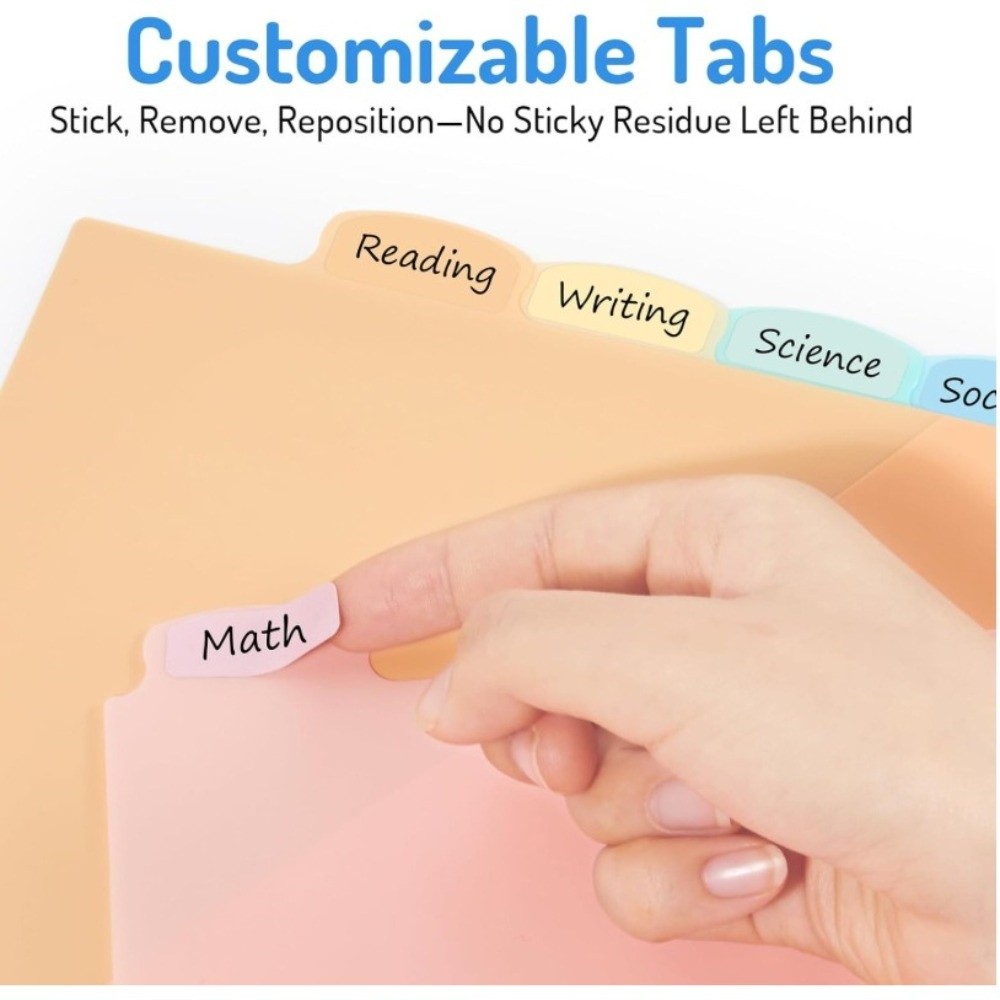 Tab Divider A4 - แผ่นแบ่งแฟ้มใส ทนทาน ใช้เขียนลบได้ สำหรับแฟ้มแบบแยกแผ่น สีพาสเทล แบ่งหลายช่อง