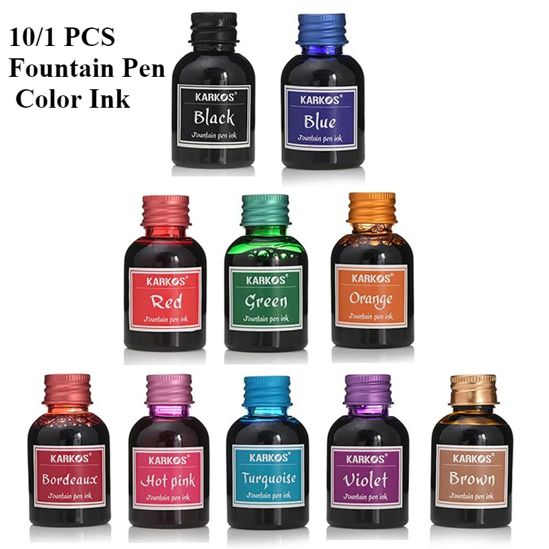 Fountain Pen Bottled Ink - 10/1 PCS 30ml สีต่างๆหมึกพลาสติกบรรจุขวดหมึก Fountain ปากกาหมึกเติมตลับหมึกโรงเรียนเขียนอุปกรณ์สํานักงานเครื่องเขียน