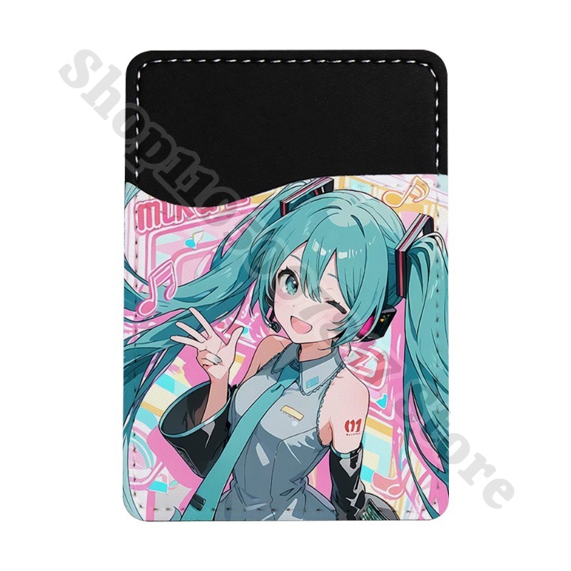 Index Card Holder - อุปกรณ์ตกแต่งโทรศัพท์สุดสร้างสรรค์ กระเป๋าสตางค์บางเฉียบ ลายฮัตสึเนะ มิกุ อนิเมะน่ารัก ที่ใส่บัตรเครดิต