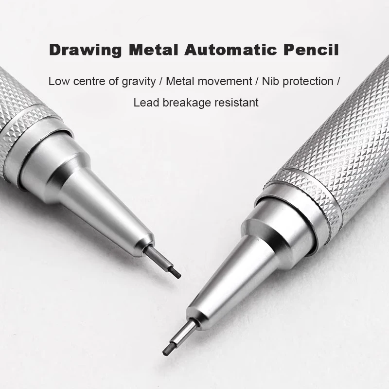 Mechanical Pencil 0.3 - แรงโน้มถ่วงต่ําดินสอโลหะชุด 0.3-0.7 มม.เติมดินสออัตโนมัติ Art Sketch ภาพวาดการเขียนเครื่องเขียน