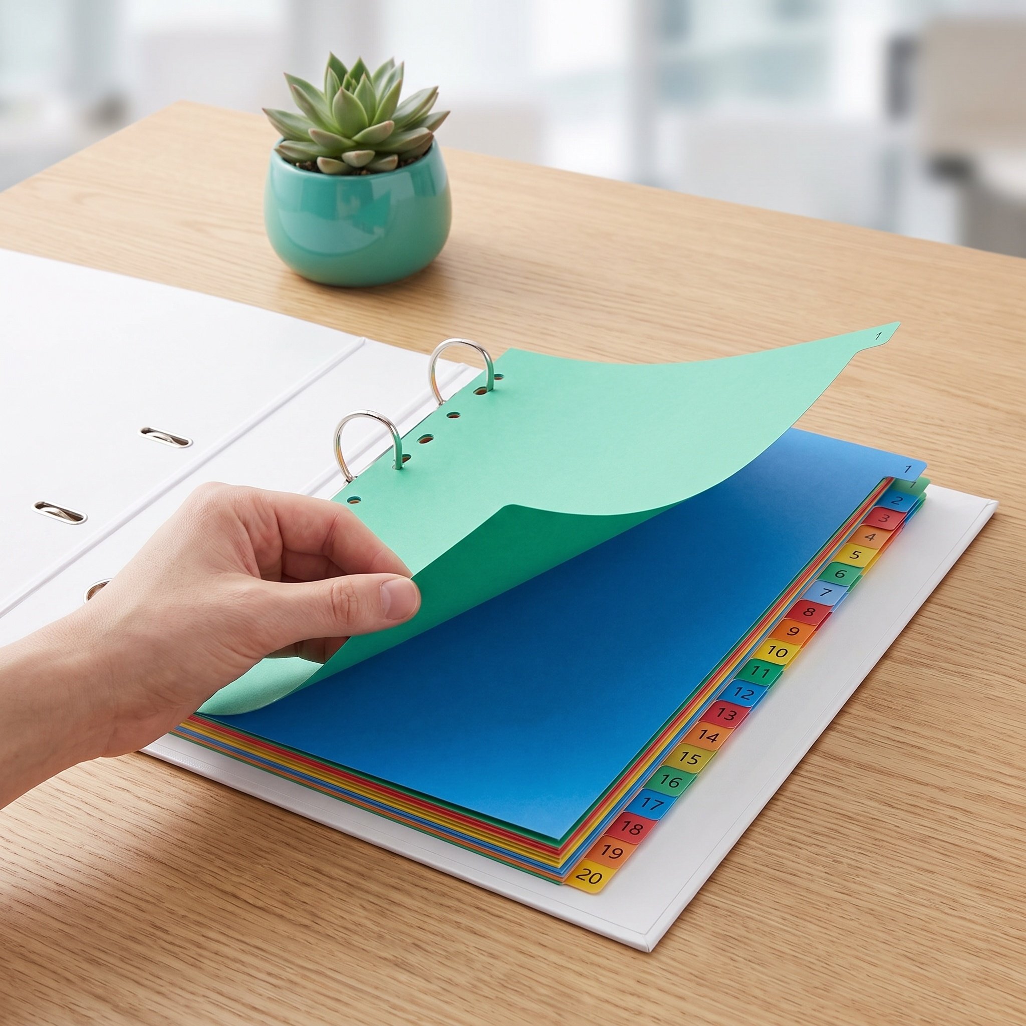 Tab Divider A4 - แผ่นแบ่งหมวดหมู่พลาสติกสีสันสดใสขนาด A4 สำหรับแฟ้มเอกสาร แผ่นดัชนี อุปกรณ์จัดระเบียบ รหัสสีสำหรับการเรียนรู้