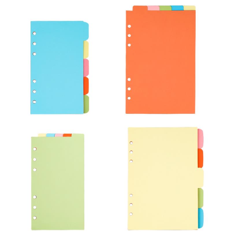 Tab Divider A4 - A5/A6/A7/B5/A4กระดาษ Divider ดัชนีหน้า Tab การ์ดสำหรับ6-Holes แหวนสารยึดเกาะ