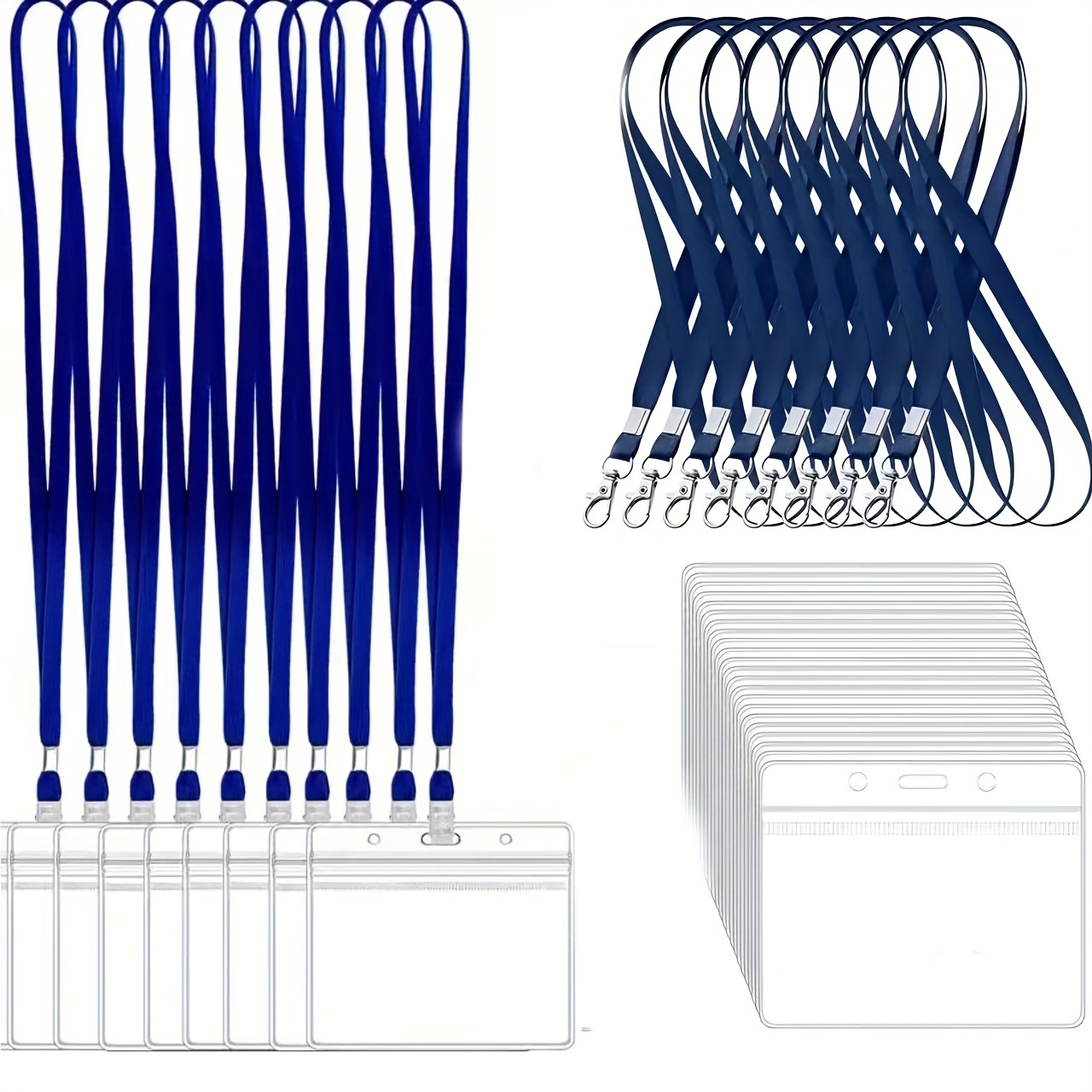 Index Card Holder - 10 ชุดที่ใส่บัตรประจำตัวพีวีซีโปร่งใสพร้อมเชือกเส้นเล็ก - เหมาะสำหรับสำนักงาน,, ท่องเที่ยว