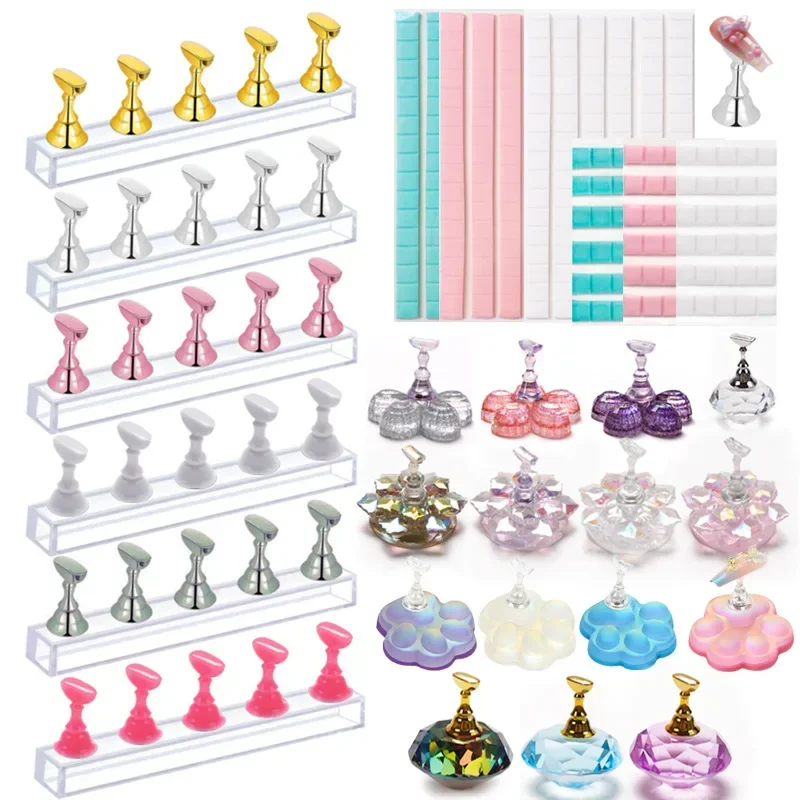 Gel Refill Pack - ที่ยึดเล็บหมากรุกแม่เหล็ก5ชิ้น/แพ็คชั้นวางอุปกรณ์การตกแต่งเล็บทองคำสีโรสโกลด์สีเงินสีโรสโกลด์