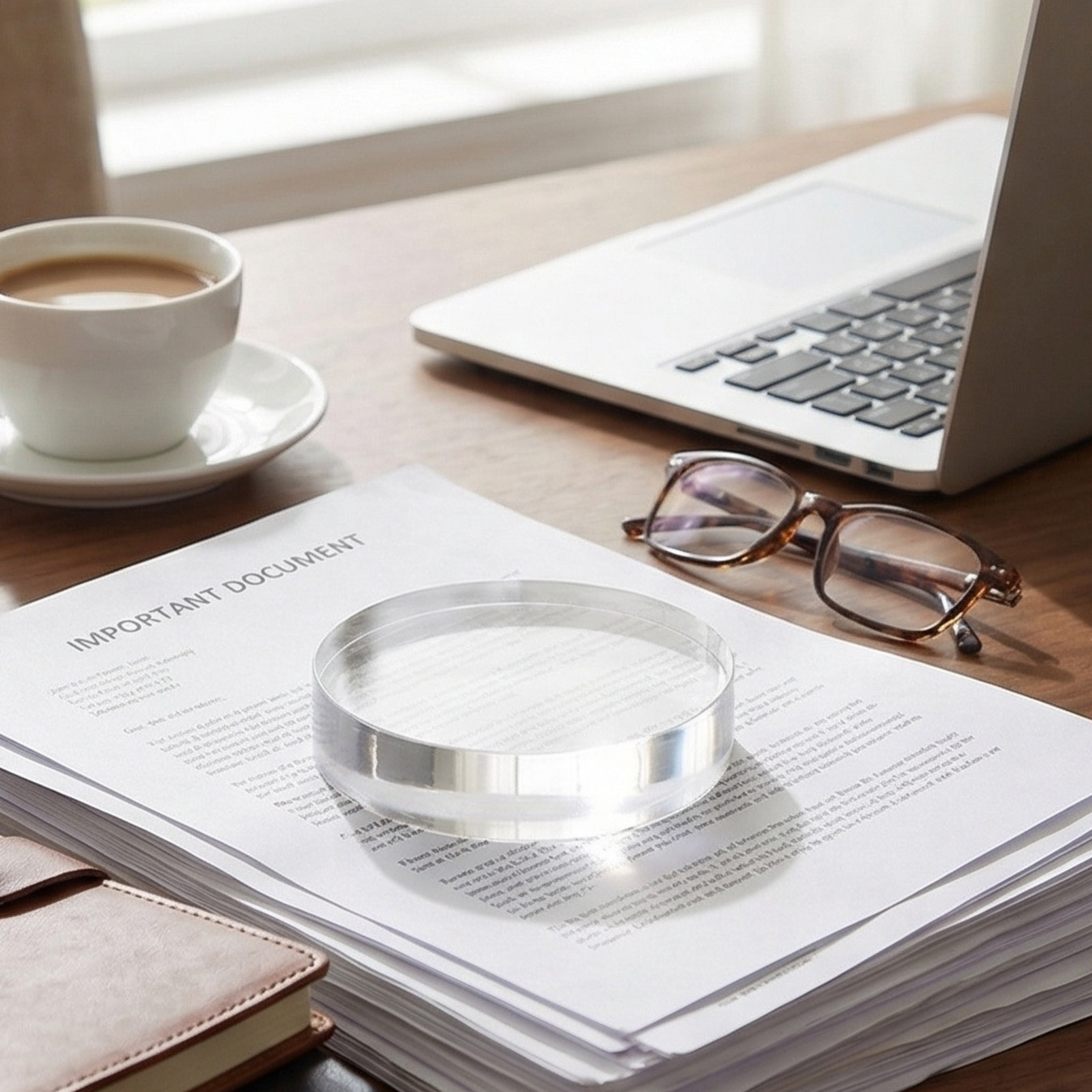 Paper Weight Crystal - ที่ทับกระดาษแก้วคริสตัลใสทรงกลม ขนาด 3.15 นิ้ว น้ำหนักเบา วางได้มั่นคง