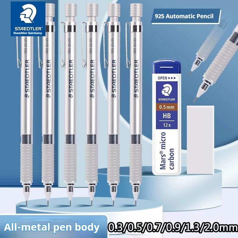 Mechanical Pencil 0.3 - สเตดเลอร์ 925 ดินสอกดแบบโลหะเต็มรูปแบบ,0.3/0.5/0.7/0.9/1.3/2.0 มม. โปรไฟล์ต่ำสำหรับการร่างแบบมืออาชีพและการวาดแบบทางเทคนิค