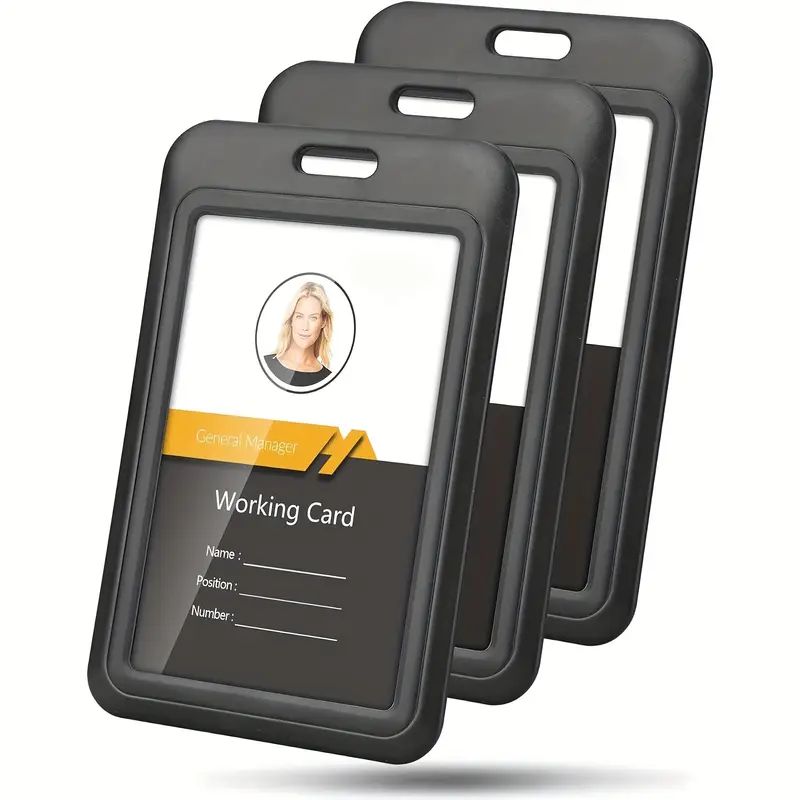 Index Card Holder - ที่ใส่บัตรประจำตัวแบบเลื่อนสำหรับงานหนัก 3 ชิ้น พลาสติก ABS สำหรับสำนักงานและรถยนต์