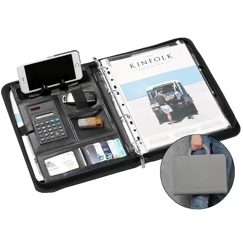 Binder A4 Lever - หนัง PU A4 ซิปเครื่องคิดเลข Binder แฟ้มประชุม