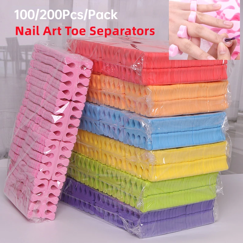 Gel Refill Pack - 100,200 ชิ้น/แพ็คเล็บ Toe Separators นิ้วมือเท้าฟองน้ํานุ่ม UV