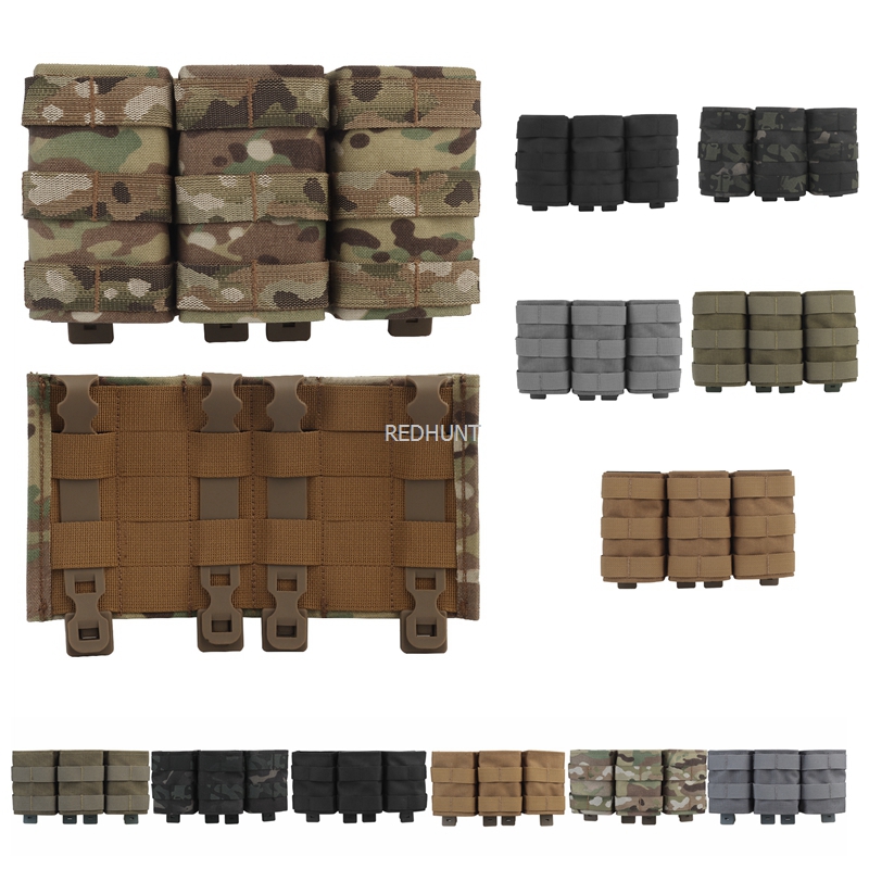 Magazine Holder Rack - Molle กระเป๋าคอมแบตเสื้อกั๊กกระเป๋าใส่กระสุนแบบเร็วช่องใส่กระสุนกระเป๋ายุทธวิธี7.62สามช่อง