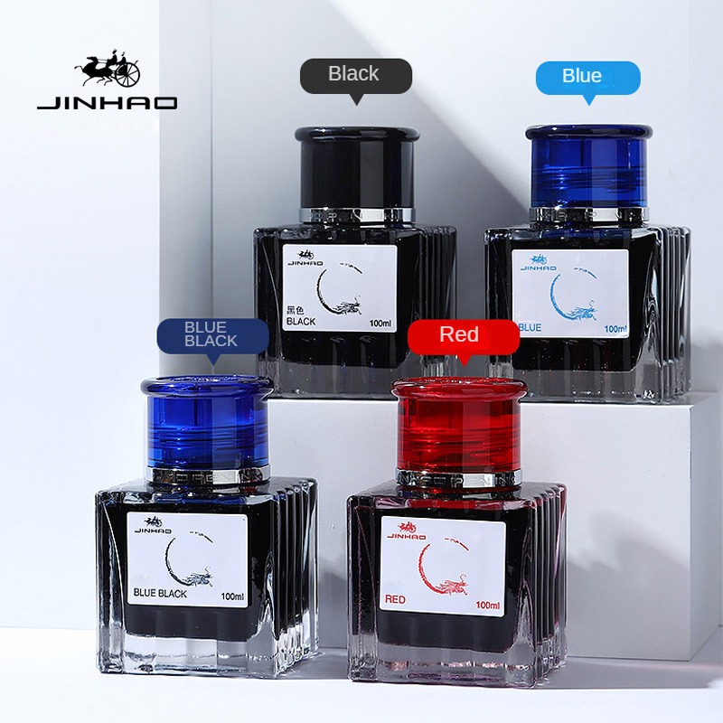 Fountain Pen Bottled Ink - Jinhao 100/50/30มล. ปากกาหมึกซึมแก้วเติมหมึกปากกาหมึกไม่คาร์บอนอุปกรณ์เครื่องเขียนสำนักงาน