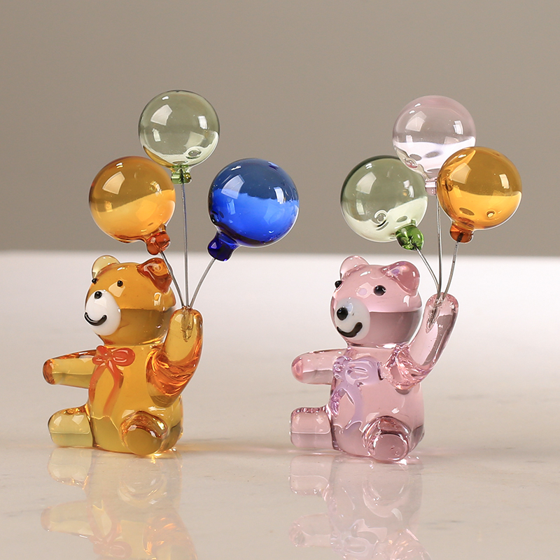 Paper Weight Crystal - ตุ๊กตาหมีคริสตัลพร้อมบอลลูนสามชิ้นของขวัญวันคริสต์มาสสำหรับเด็กของตกแต่งโต๊ะ