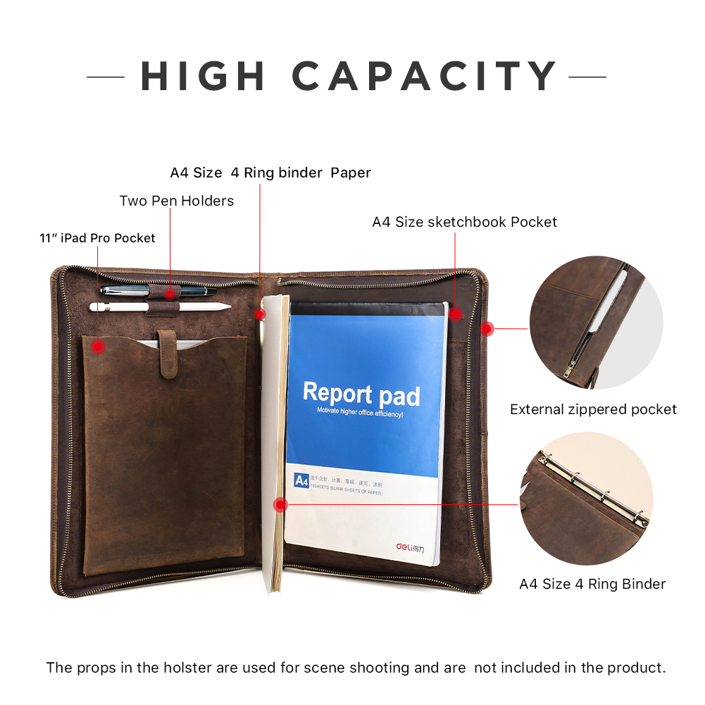 พอร์ตโฟลิโอหนังวัวธุรกิจพร้อมห - Binder A4 Lever บทวิจารณ์และราคา