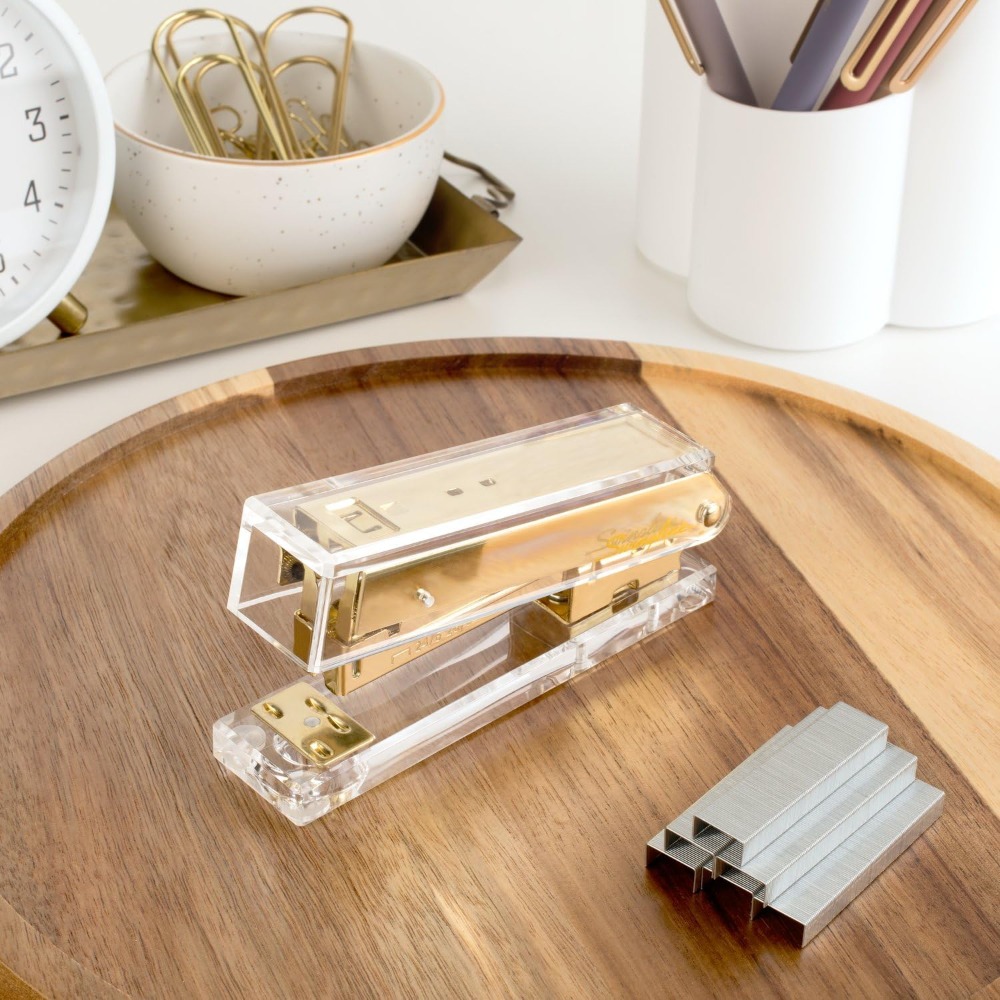 เครื่องเย็บกระดาษอะคริลิกใสสีท - Stapler Half Strip บทวิจารณ์และราคา