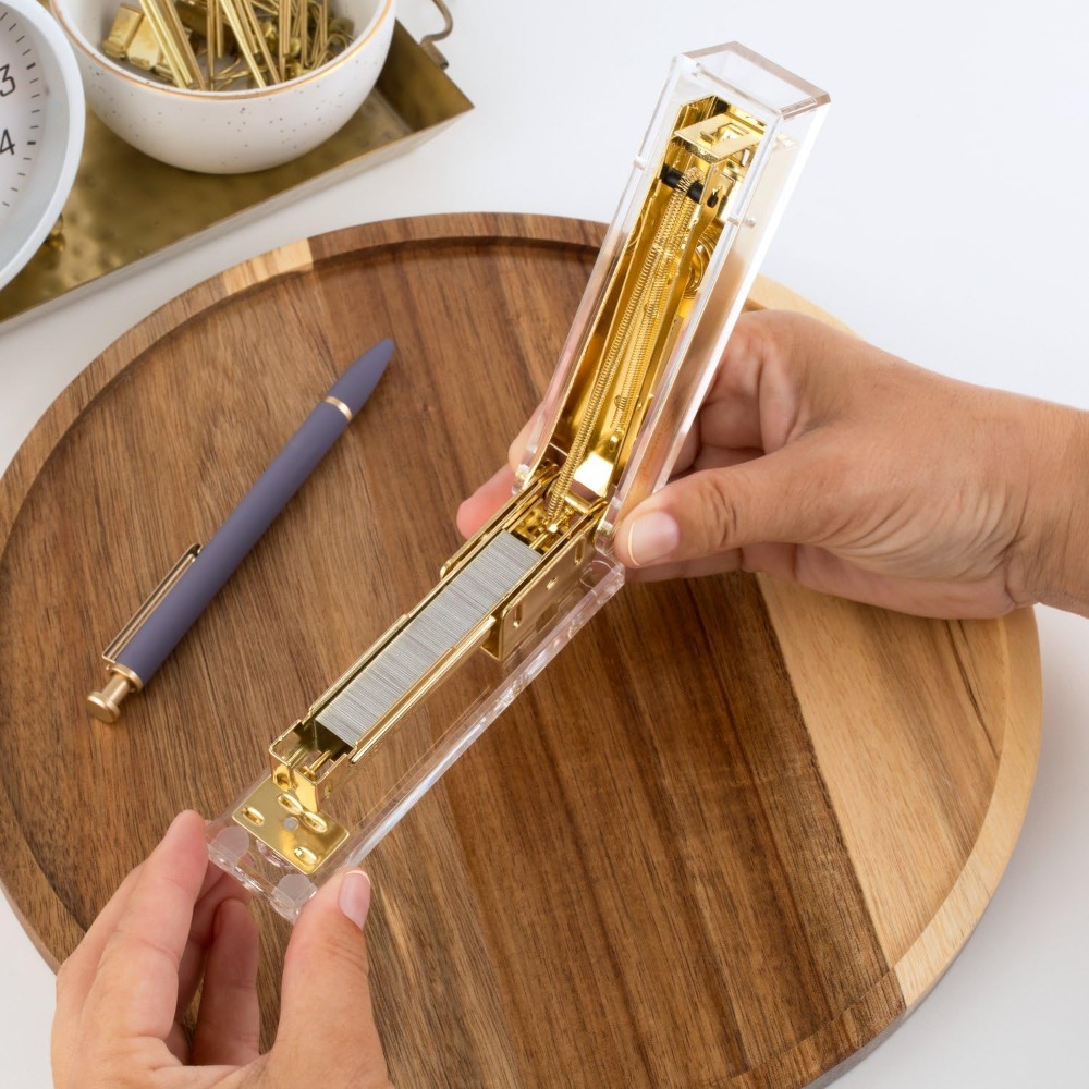 เครื่องเย็บกระดาษอะคริลิกใสสีท - Stapler Half Strip บทวิจารณ์และราคา